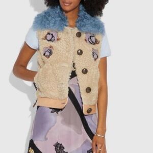 Coach Embellished Shearling Vest - New with Tags